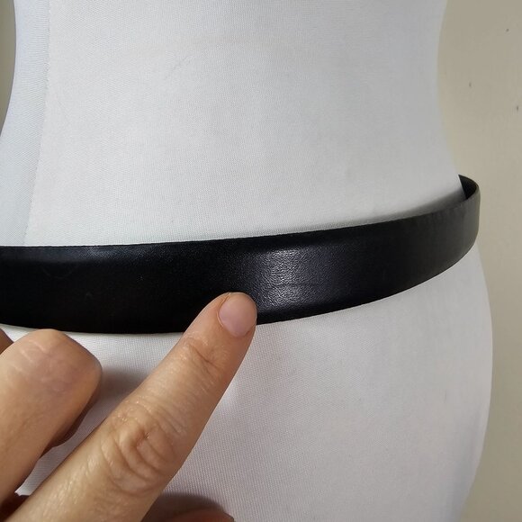 Vintage Christian Dior Black Leather Belt Sz 34 Gold & Silver Buckle Old Money - Picture 6 of 6